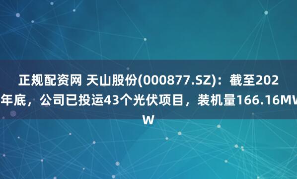 正规配资网 天山股份(000877.SZ)：截至2024年底，公司已投运43个光伏项目，装机量166.16MW