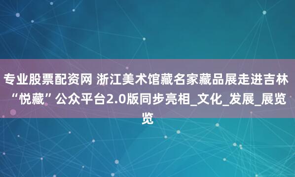 专业股票配资网 浙江美术馆藏名家藏品展走进吉林 “悦藏”公众平台2.0版同步亮相_文化_发展_展览